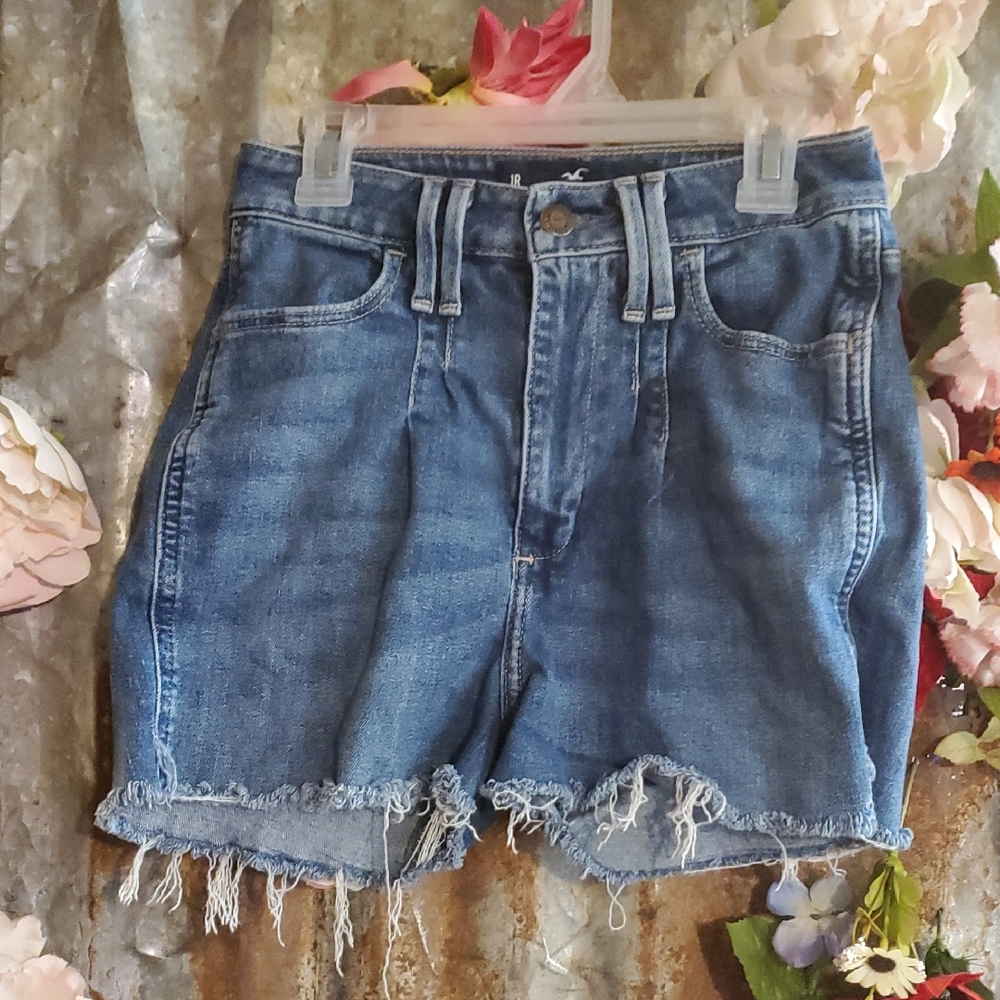 Hollister Blue Jean Shorts with Frayed Hem